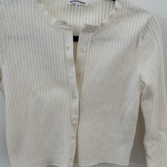 Reformation Ivory Ribbed Knit Top - Picture 3 of 6